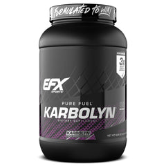 EFX Sports Karbolyn Fuel grape powder tub ideal for fast energy before workouts.