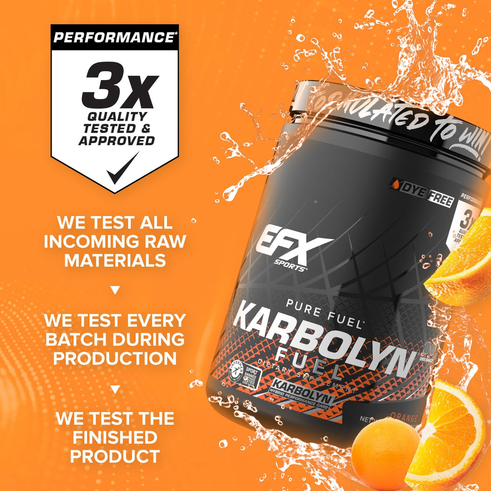 EFX Karbolyn Fuel pre-workout use promotes steady energy.