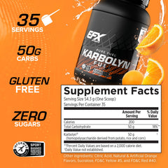 EFX Sports Karbolyn Fuel scoop with label, highlighting clean carbohydrate source.