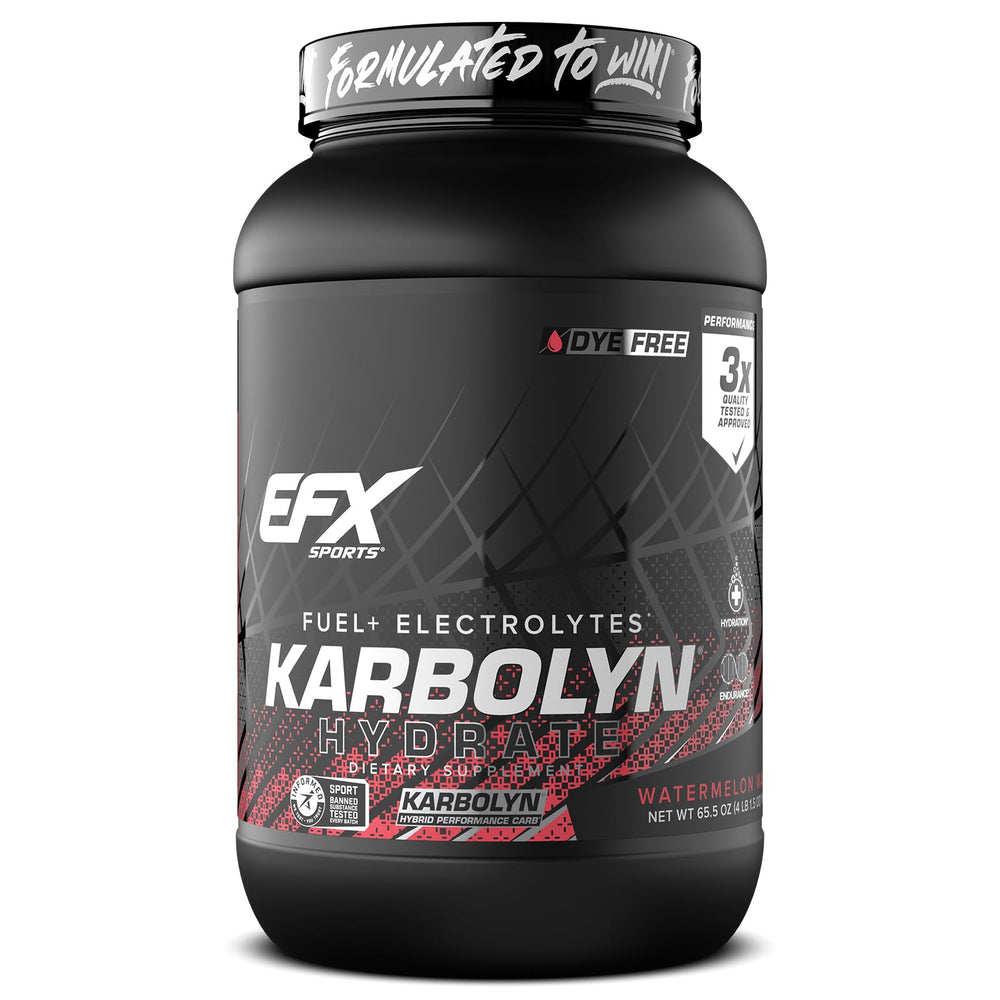 EFX Karbolyn Hydrate Watermelon Wave bottle fuels workouts with fast-absorbing carbohydrates.
