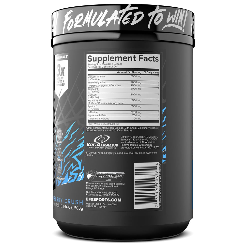 EFX Sports K-OTIC pre-workout setup ready for gym