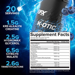 EFX Sports K-OTIC tub label front signaling potency and quality