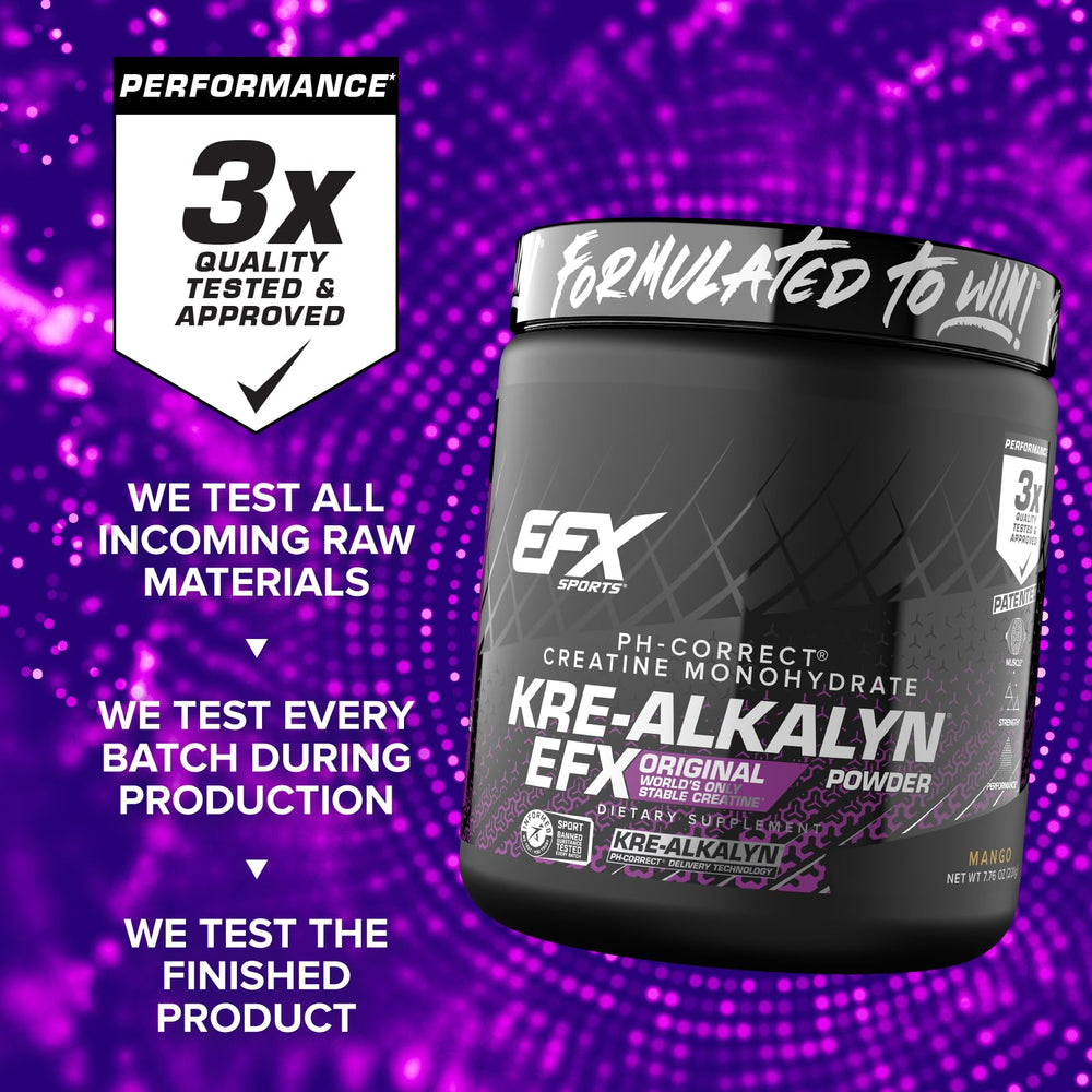 EFX Kre-Alkalyn EFX Powder bottle resting on a gym mat.