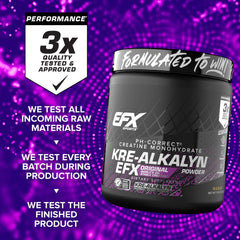 EFX Kre-Alkalyn EFX Powder bottle resting on a gym mat.
