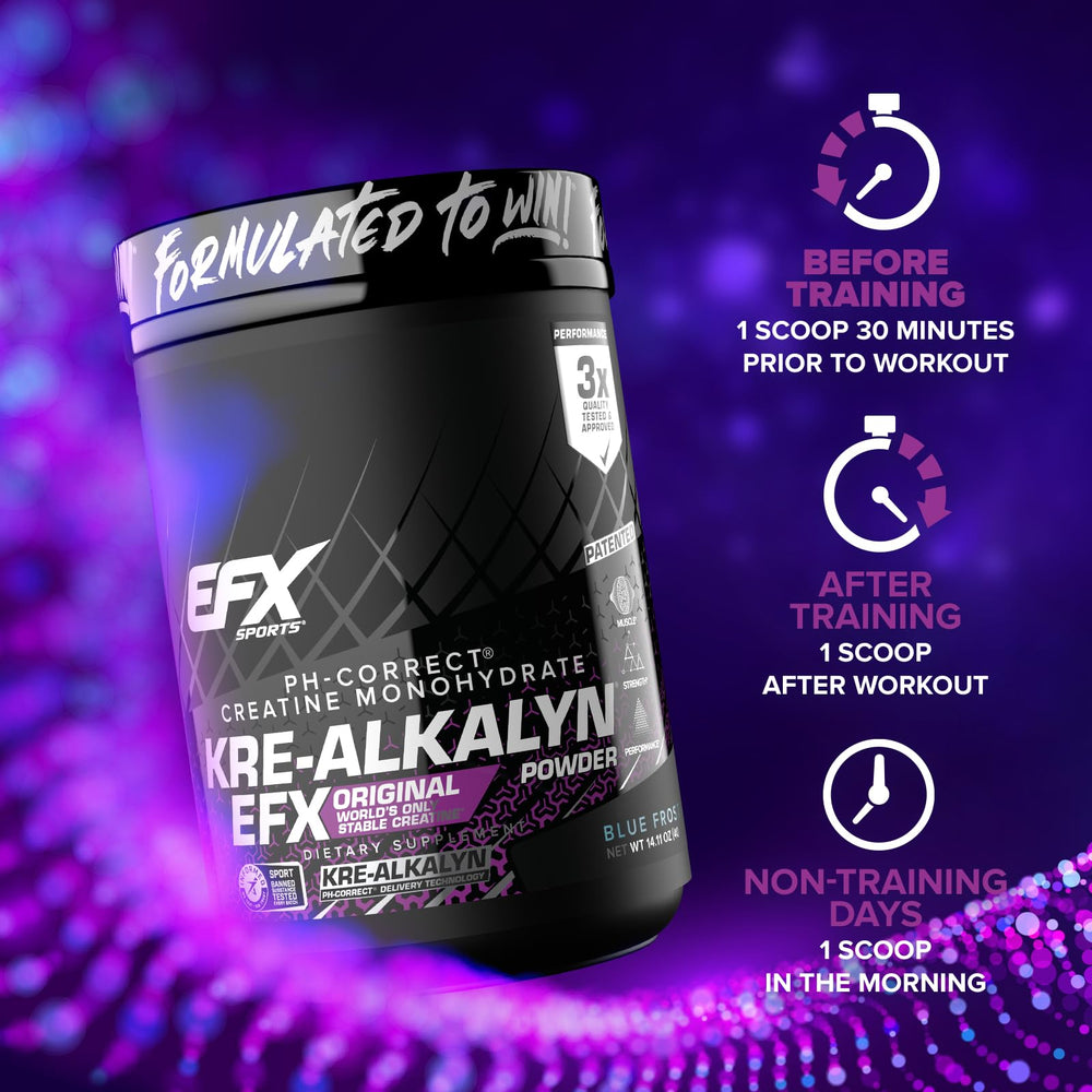 Glass with mixed Kre-Alkalyn EFX shake for pre- or post-workout use.