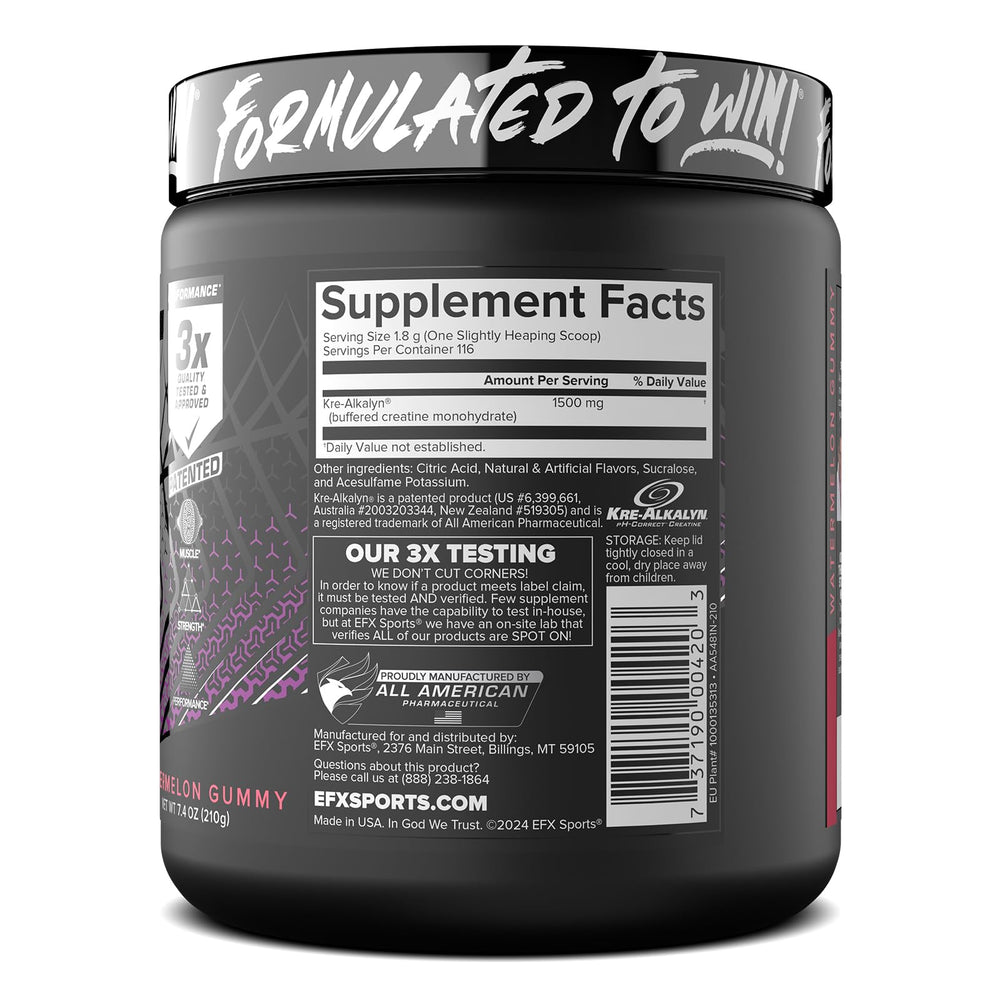 EFX Kre-Alkalyn EFX powder designed for strength, power, and recovery support during intense sessions