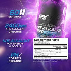 EFX Kre-Alkalyn Pro label back detailing ingredients