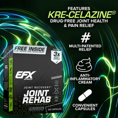 EFX Sports Kre-Celazine bottle highlights patented matrix for internal joint health.