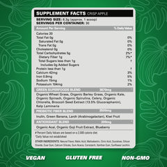 EHP Labs OxyGreens powder close-up emphasizing texture and nutrient density.