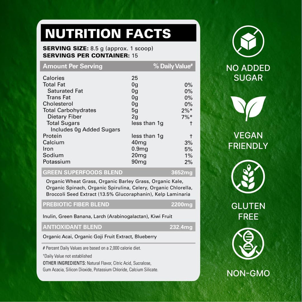 EHP Labs OxyGreens scoop pouring into water, easy mix for on-the-go energy.