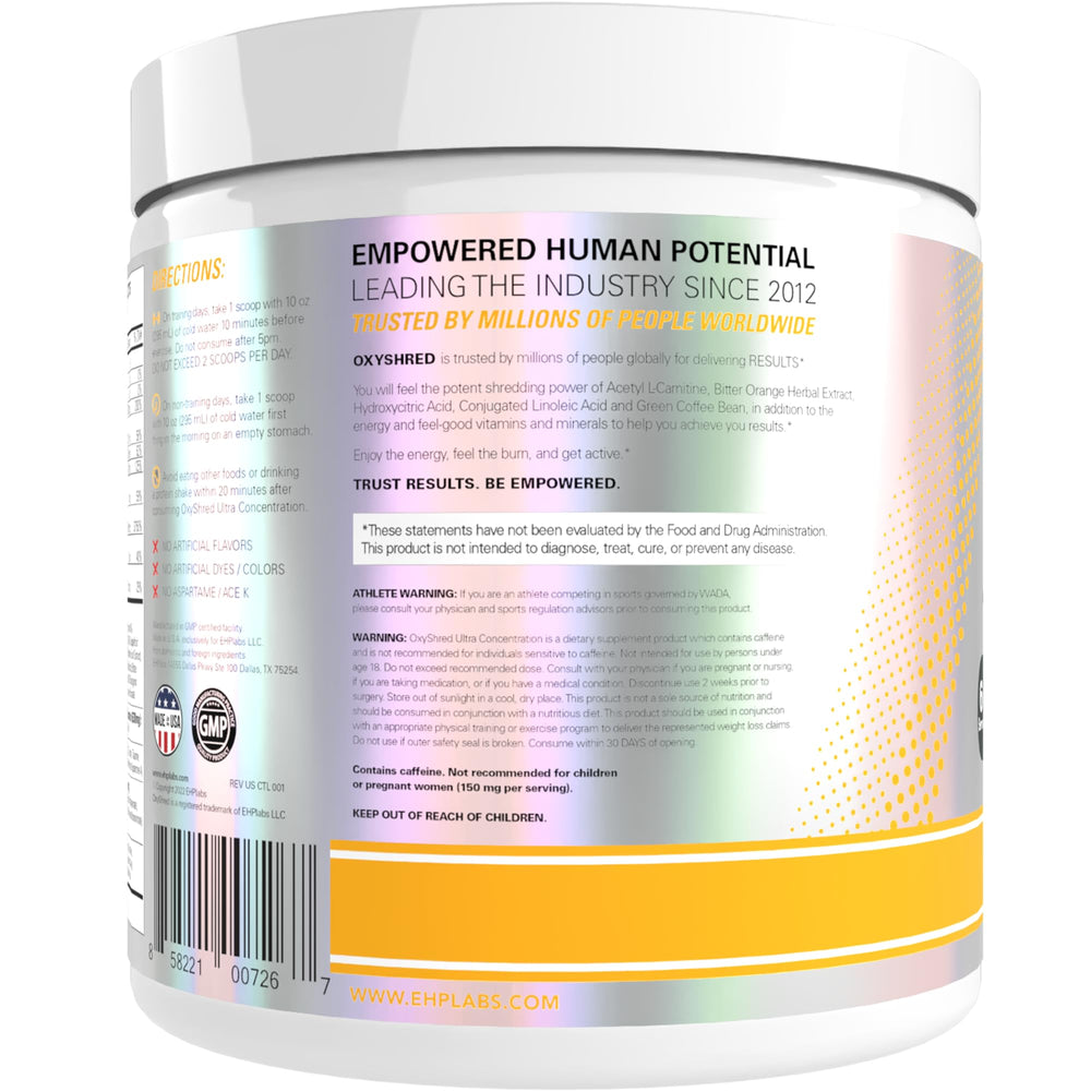 EHP Labs OxyShred energy and workout pump vibe in mango theme.