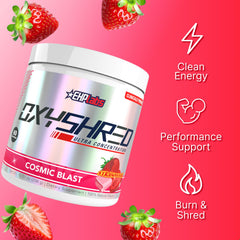 OxyShred Cosmic Blast scoop ready for precise pre-workout dosing