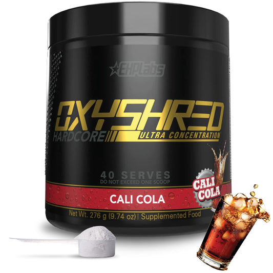 EHP Labs OxyShred Hardcore Cali Cola can boosts energy for workouts.