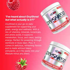 EHP Labs OxyShred ingredients panel emphasizes Immunity Booster and Prebiotic Complex.
