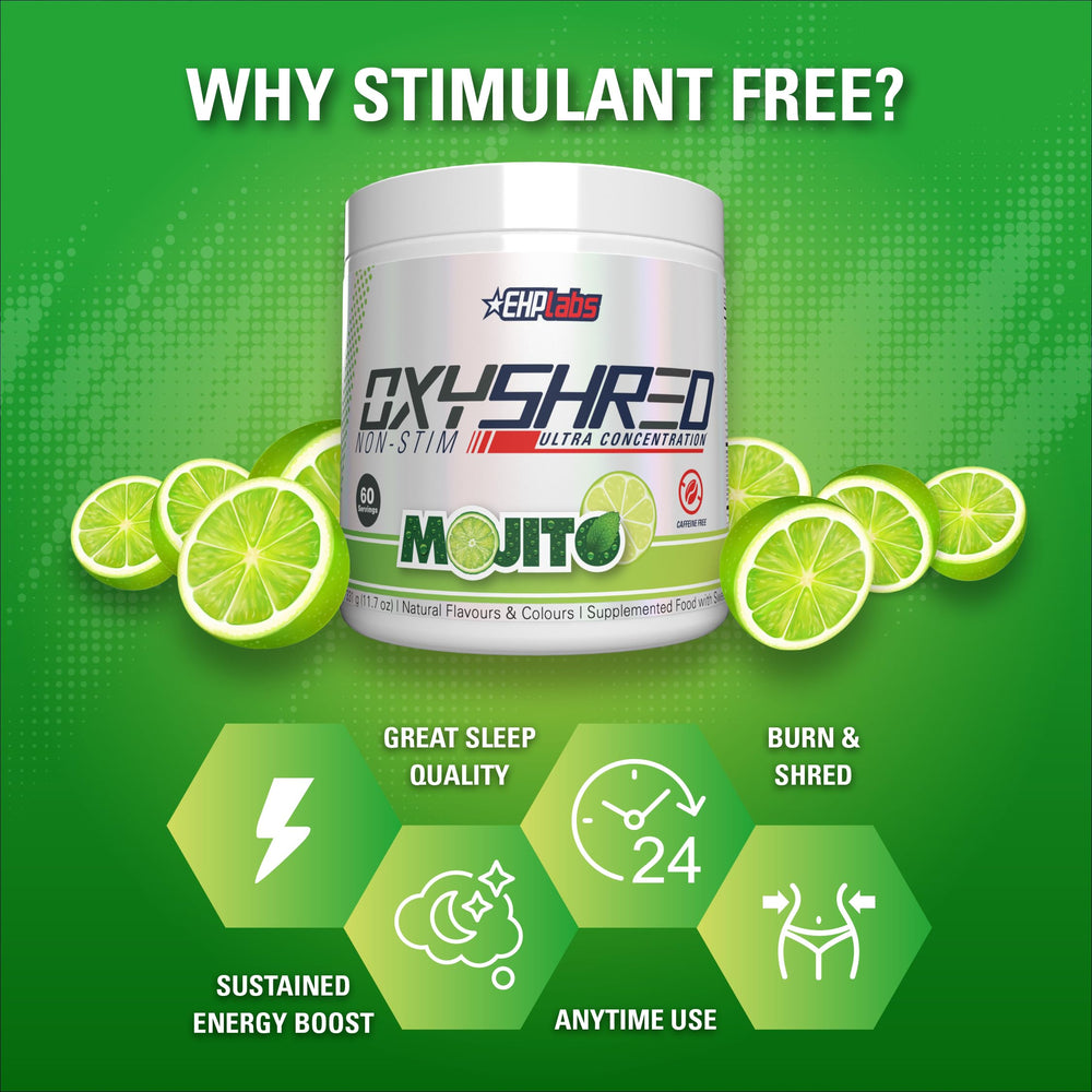 Mojito OxyShred mixed in glass, refreshing energy before training.