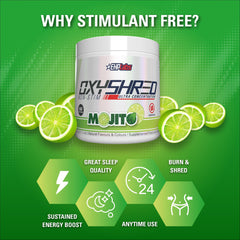 Mojito OxyShred mixed in glass, refreshing energy before training.