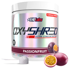 EHP Labs OxyShred Passionfruit bottle ready for pre workout energy lift