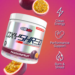 EHP Labs OxyShred Passionfruit glass mixer for smooth, quick hydration