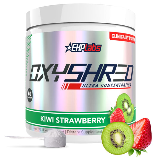 ehp labs oxyshred tub with kiwi strawberry powder for workout energy