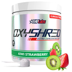 ehp labs oxyshred tub with kiwi strawberry powder for workout energy