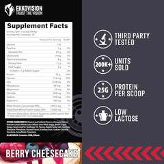 Ekkovision Berry Cheesecake shake showing creamy texture and easy mixability.