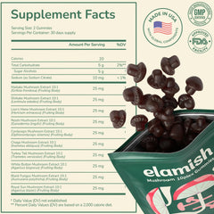 Elamish Mushroom Gummies eco-friendly packaging reduces plastic waste.