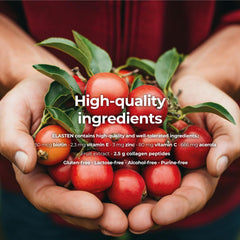 Elasten vitamins C and E provide antioxidant support for skin cells.