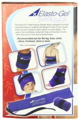 Knee wrap using Elasto-Gel for focused cooling or warming relief.