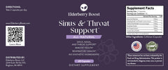 Elderberry Boost capsules closeup highlighting plant-based formula for daily throat comfort