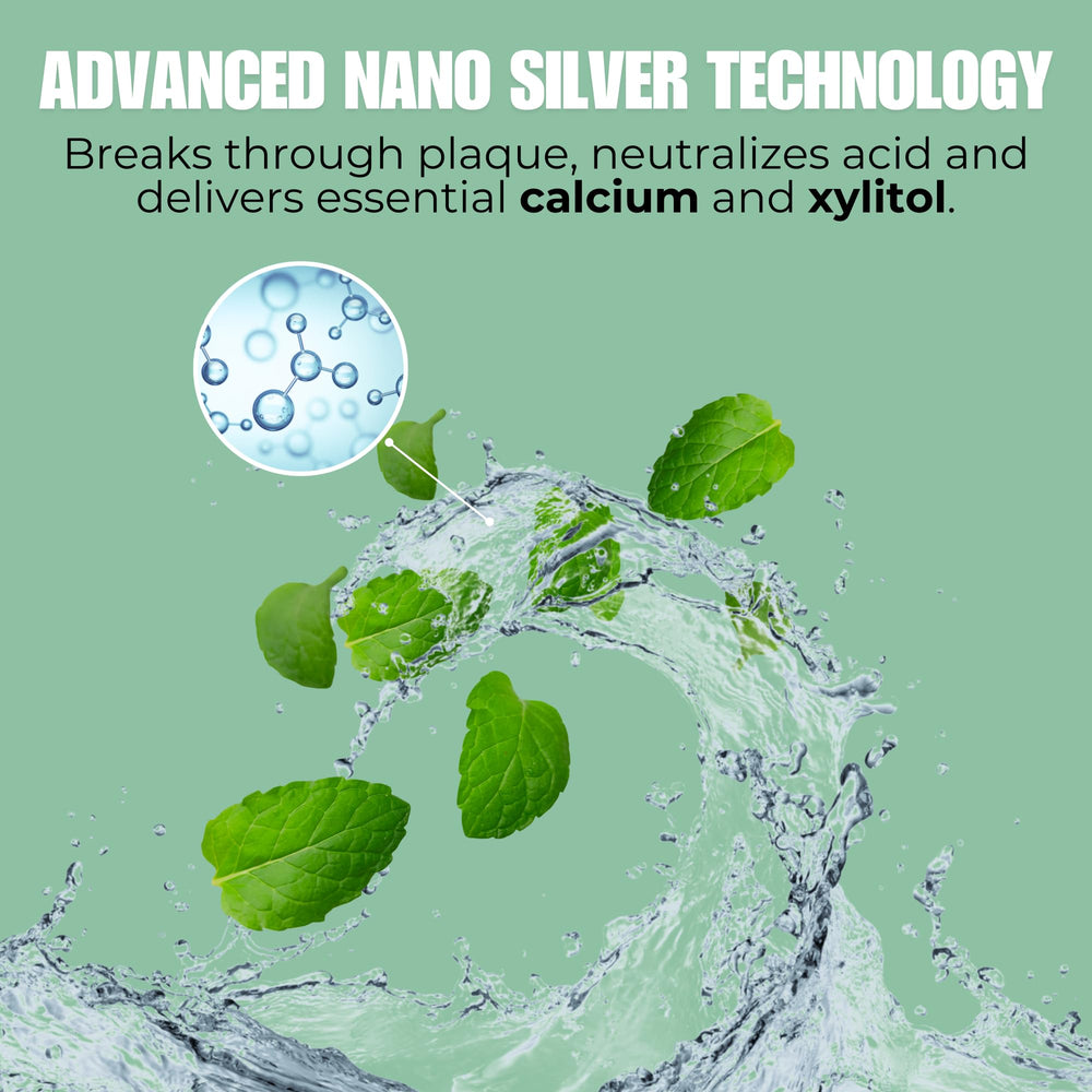 Elementa Silver alkaline balance image suggests pH-friendly formula for balanced oral environment.