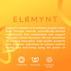 Vegan and Non-GMO badge on ELEMYNT inositol supplement packaging.