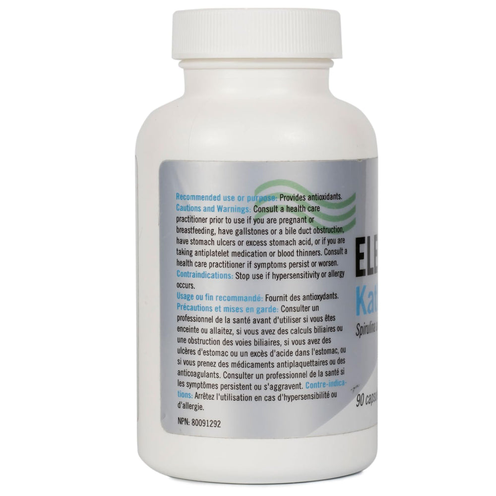 Eleotin Katharos bottle with Health Canada-approved seal emphasizing quality.