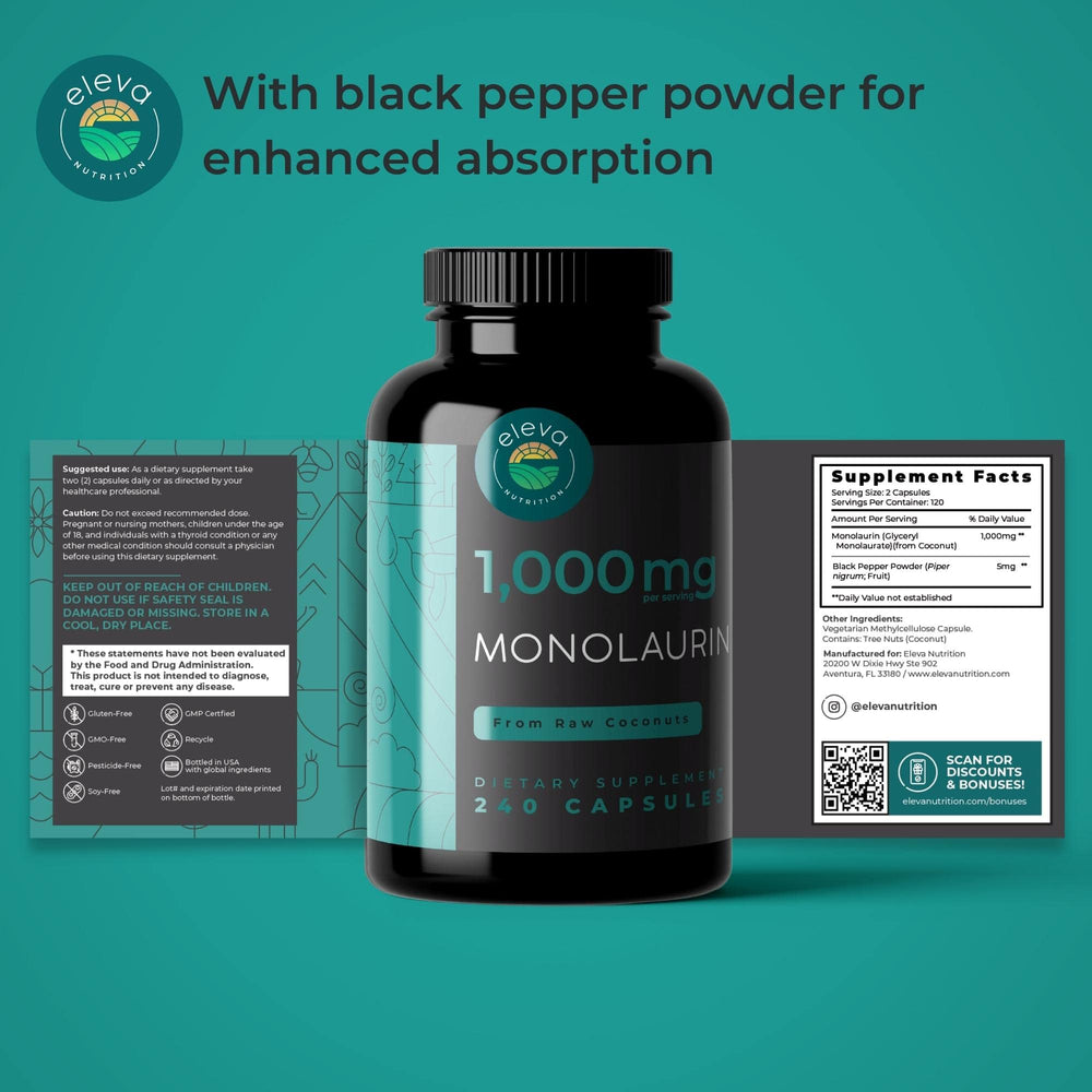 Eleva Nutrition monolaurin capsules daily-use scene, supports a balanced daily routine.
