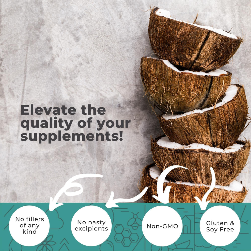 Eleva Nutrition monolaurin capsules label, clear ingredient sourcing and vegan formulation.
