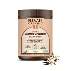 ELEVATE ORGANIC Women’s Plant Protein Powder bottle in vanilla flavor supports daily protein intake