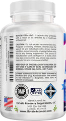 Elevate Recovery 90 capsules bottle demonstrates a convenient 3-month supply.