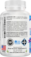 Elevate Recovery Lung bottle and capsules close-up for convenient daily use