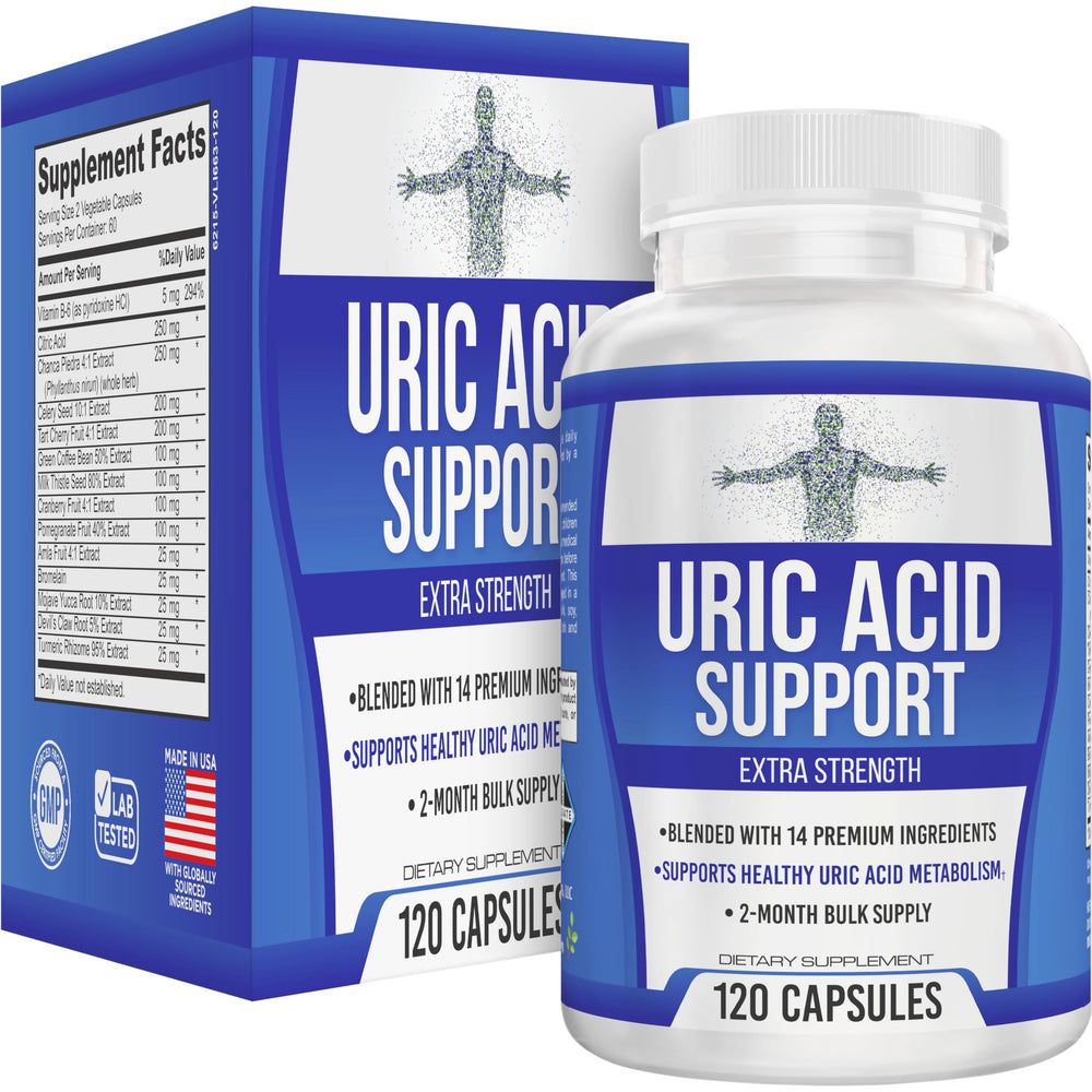 Elevate Recovery Uric Acid 14-in-1 bottle supports daily metabolic balance.