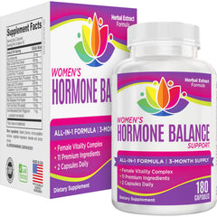 Elevate Recovery Women's Hormone Support bottle front showing 180 capsules for a 3-month supply.