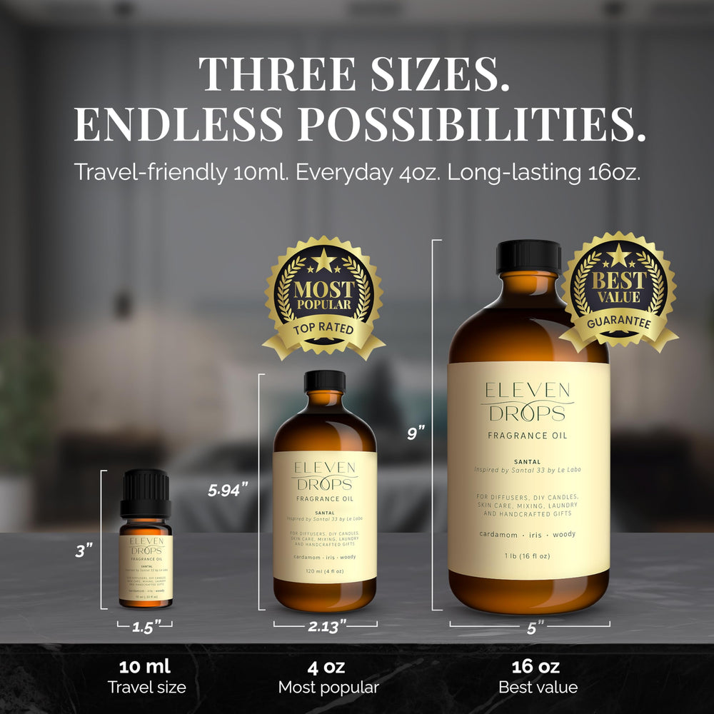Eleven Drops Santal linens and laundry hint at fresh fragrance.