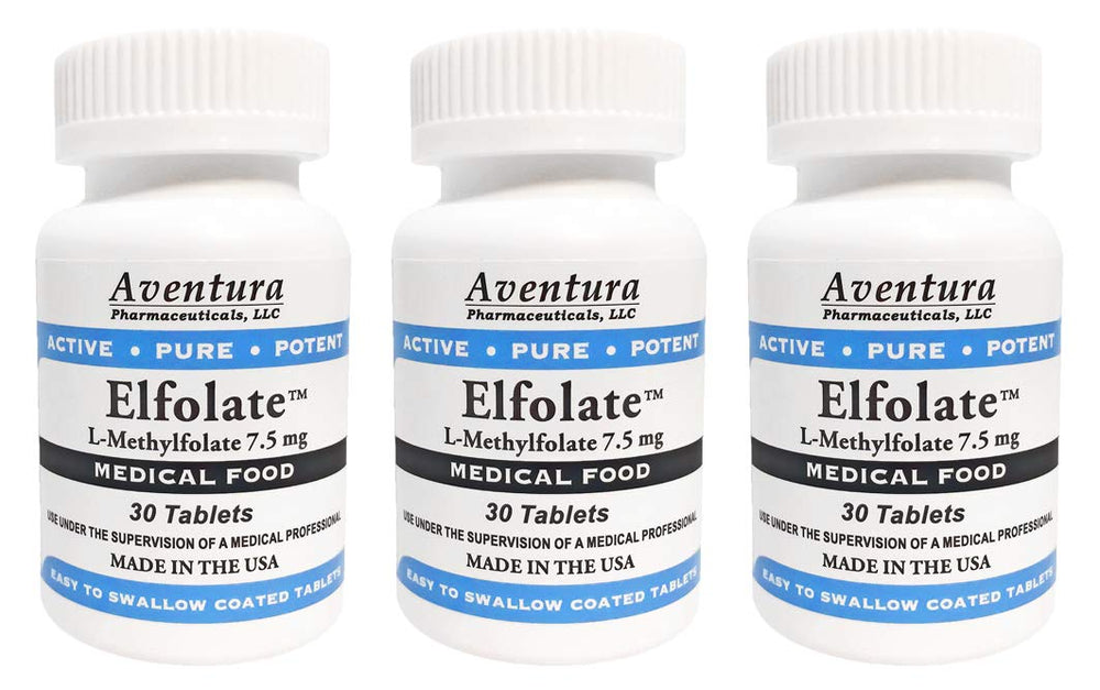ELFOLATE 7.5mg three-pack bottle front view, easy daily use