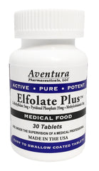 ELFOLATE Plus bottle label shows 3 mg L-Methylfolate for daily use.