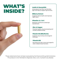 ELICORE Eye Vitamins bottle on desk suggests a simple daily routine.