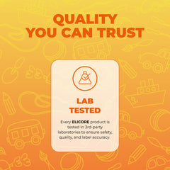 ELICORE gummies close-up emphasizes natural orange flavor.