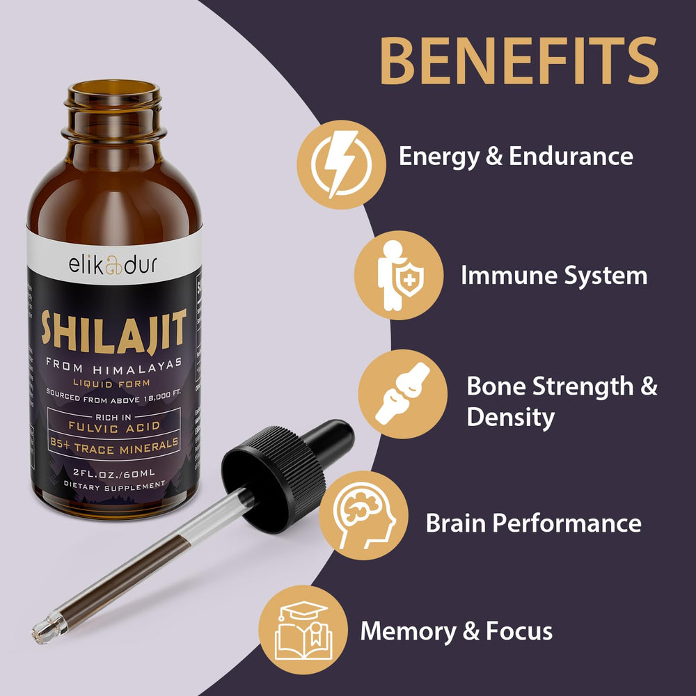 Elikadur Shilajit label detail shows 85+ minerals