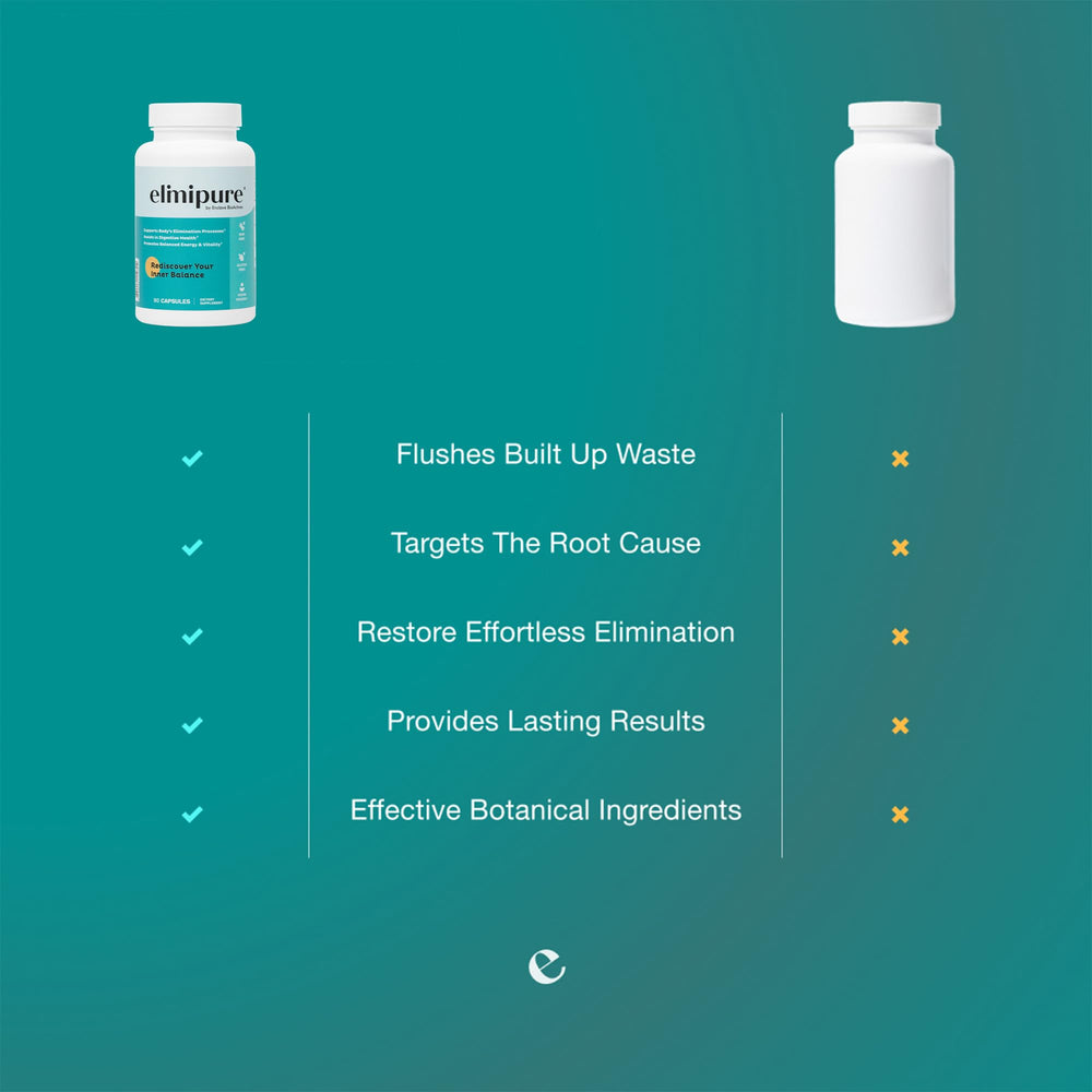 Elimipure Gut Cleanse capsules on white background for clean intake