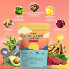 Elional Cortisol Drink Powder poured into water for a refreshing break