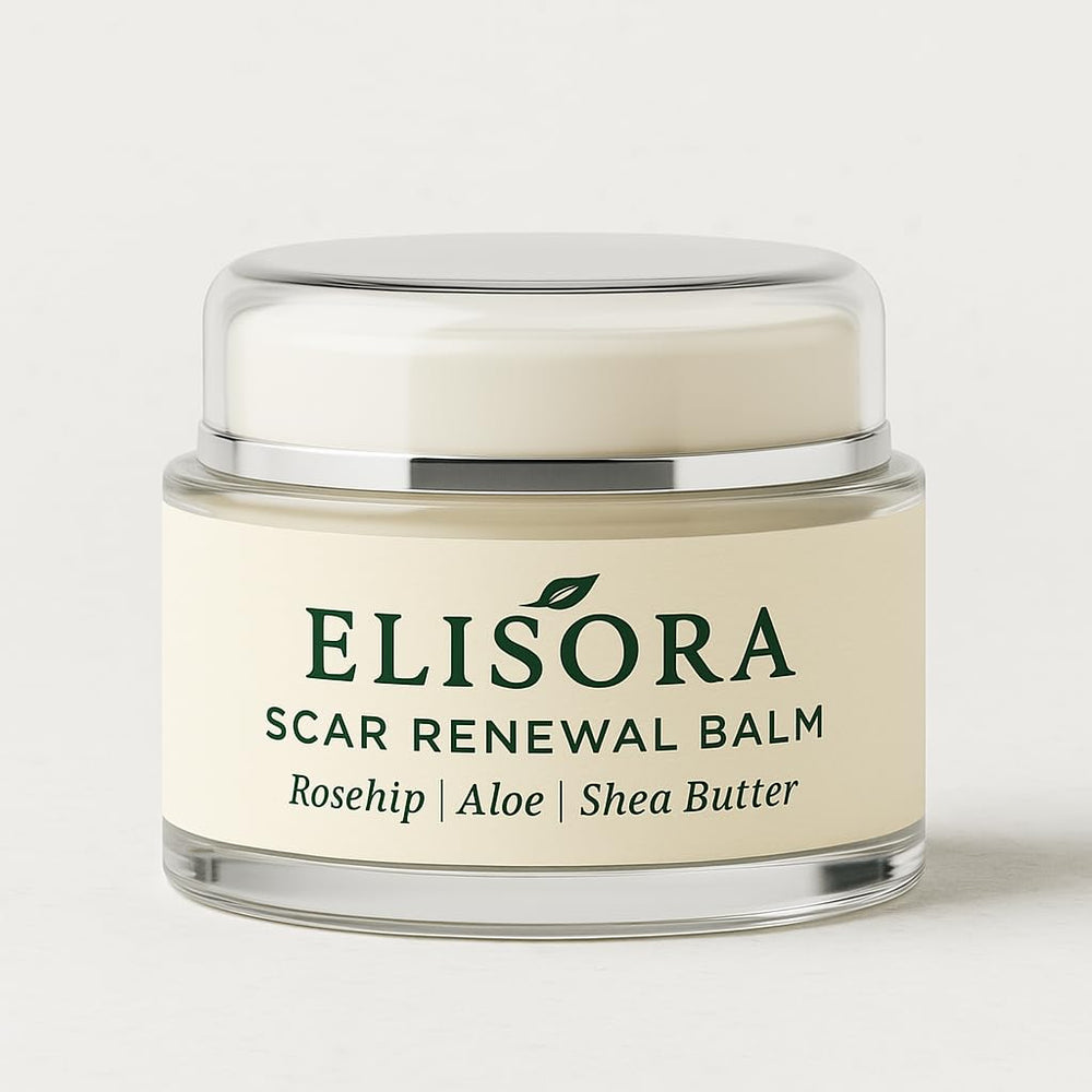 ELISORA Intensive Bruise & Scar Renewal Balm jar ready for daily use