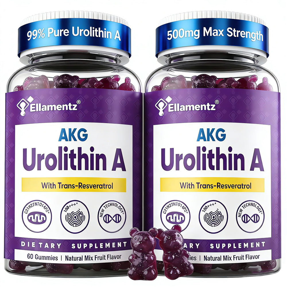 ELLAMENTZ liposomal Urolithin A bottle front promoting daily vitality