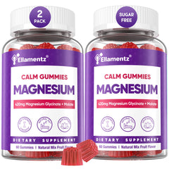 ELLAMENTZ Magnesium Glycinate Gummies bottle-front promotes daily calm and gentle energy